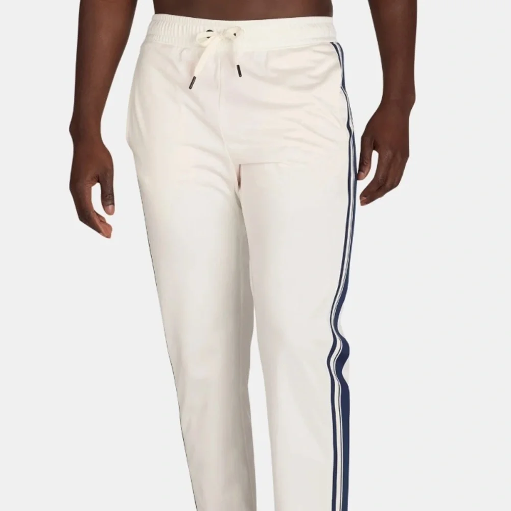 Athletic Works Men's White Track Pants With Blue Strips
